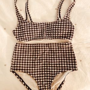 JCREW Gingham Scoop Bikini & High Waisted Bottom